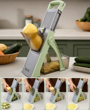 Manual Vegetable Slicer and Cutter Set with Built-In Storage Container