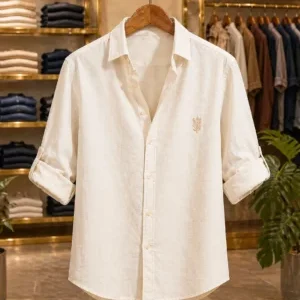 Men's Classic Ivory Long-Sleeve Shirt – Versatile Premium Casual Style